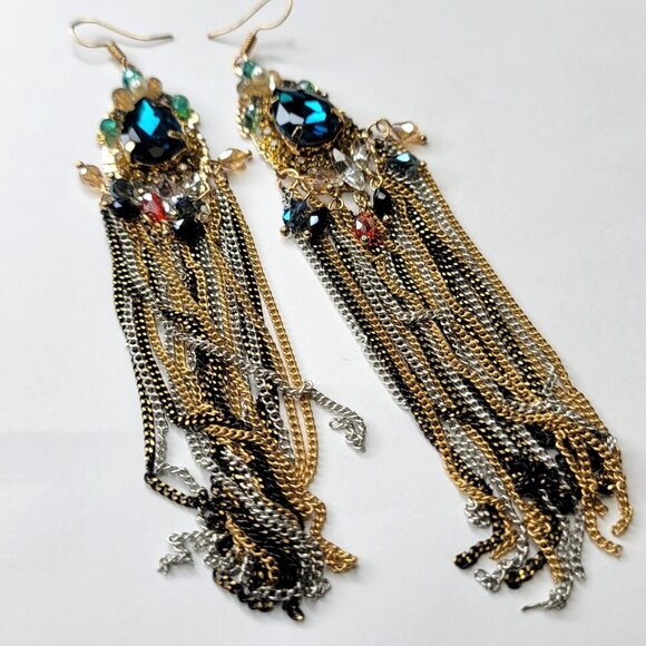 Colourful Long Tassel Earrings - Picture 2 of 8